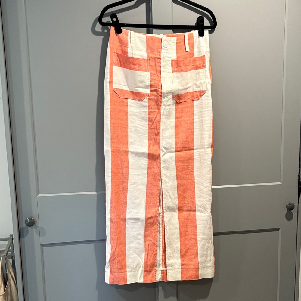 Anthropologie Colette linen Orange and White Skirt